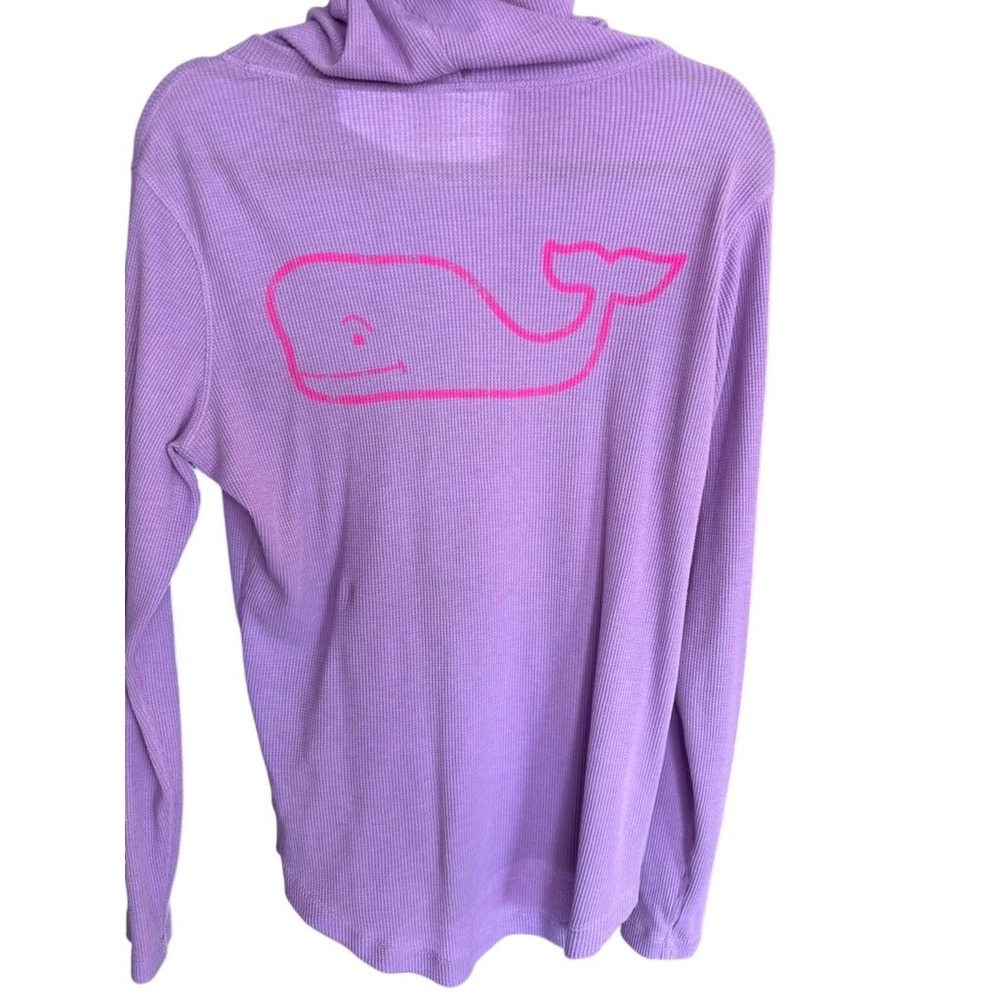 Vineyard Vines Womens Purple Waffle Knit Whale Logo Pullover Hoodie Size M - Picture 2 of 8